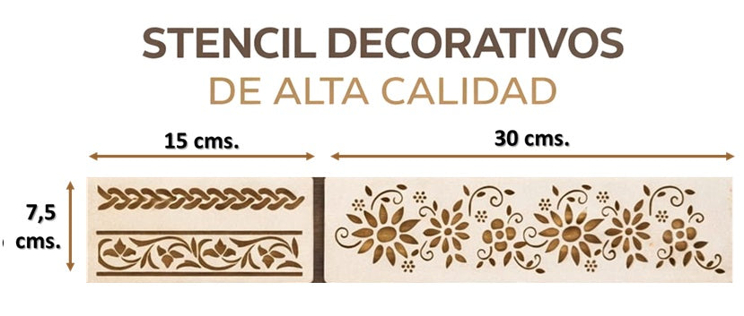Plantilla- Stencil Pack de 2, modelo Temático 7, 5 x 15 y x 30 cms.