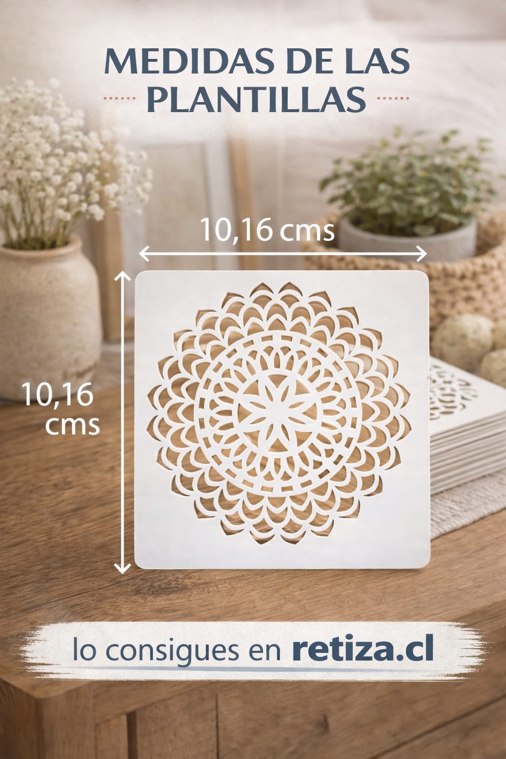 Plantilla- Stencil Pack de 2 formas aleatorias, modelo Mandala 10,16 x 10,16 cms.