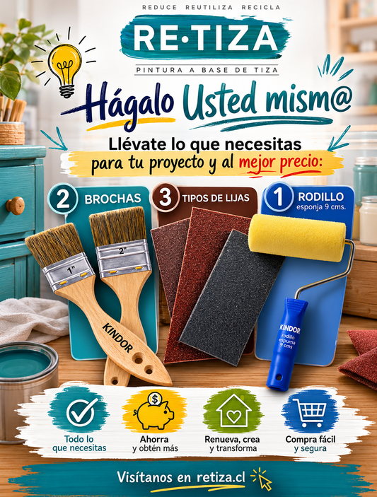 Hágalo Usted Mism@ "Brochas + lijas + rodillo"