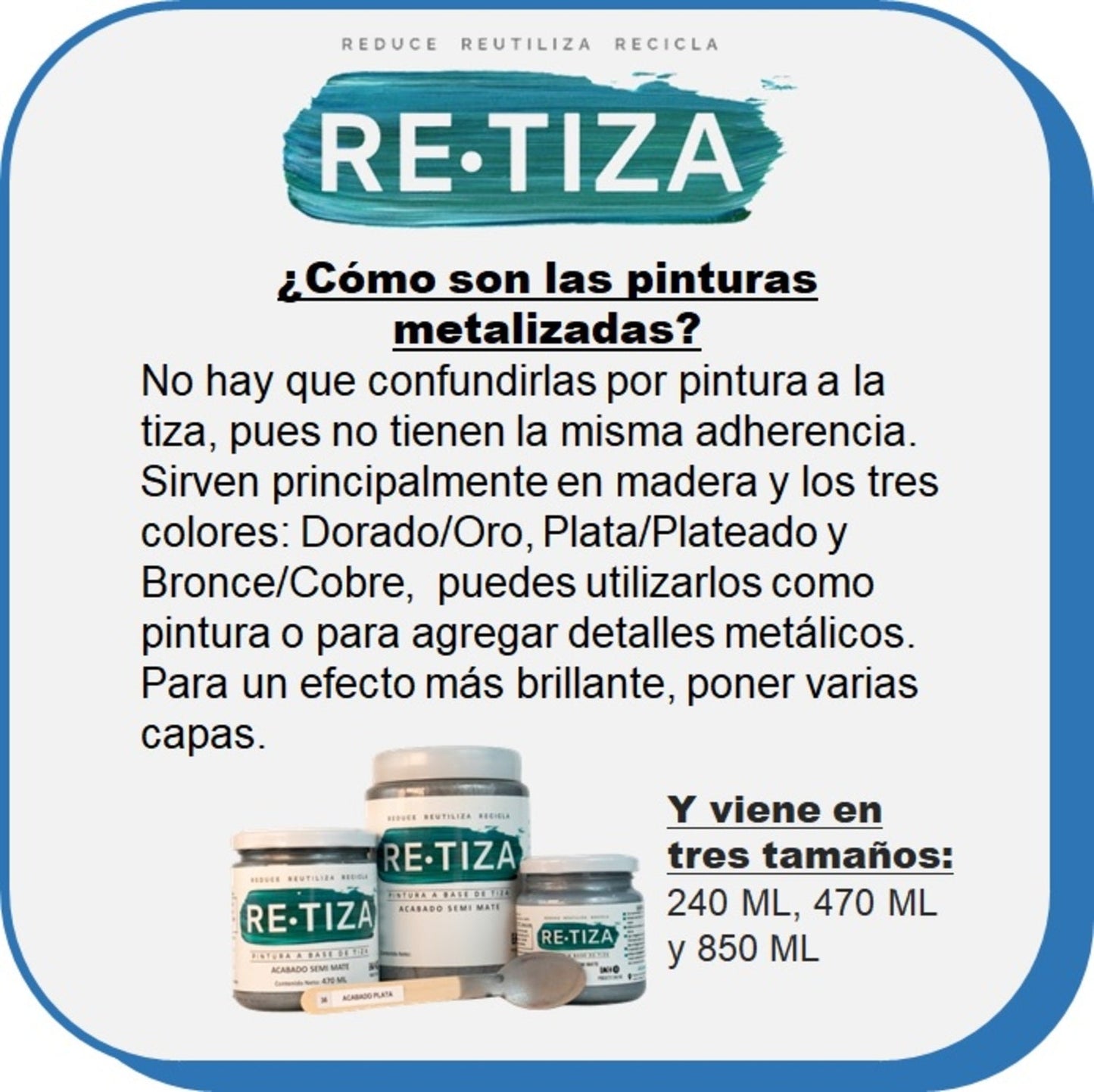 Tonos Metalizados (Plata, Dorado y Cobre, en 2 formatos)