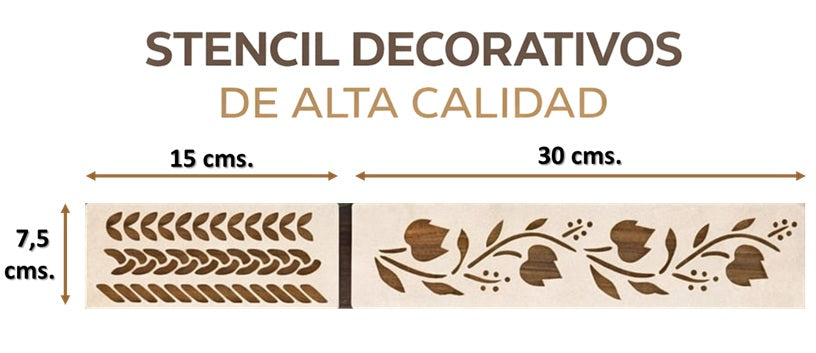 Plantilla- Stencil  Pack de 2, modelo Temático 7, 5 x 15 y  x 30 cms.