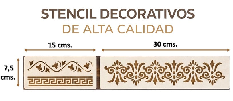 Plantilla- Stencil  Pack de 2, modelo Temático 7, 5 x 15 y  x 30 cms.