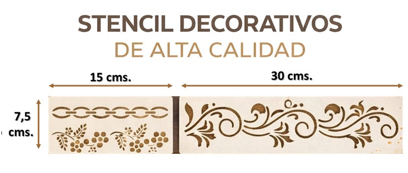 Plantilla- Stencil  Pack de 2, modelo Temático 7, 5 x 15 y  x 30 cms.