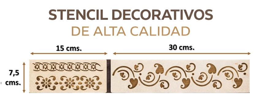 Plantilla- Stencil  Pack de 2, modelo Temático 7, 5 x 15 y  x 30 cms.