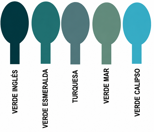 Tonos Verdes (inglés, Esmeralda, Turquesa, Mar, Calipso)