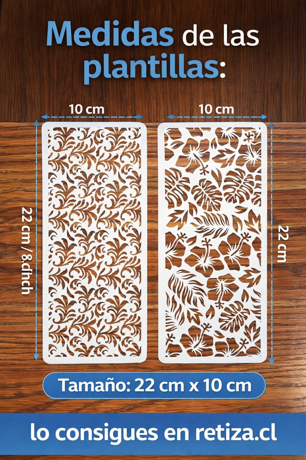 Plantilla- Stencil  Pack de 2, modelo Árboles y Hojas 10 x 22 cms.