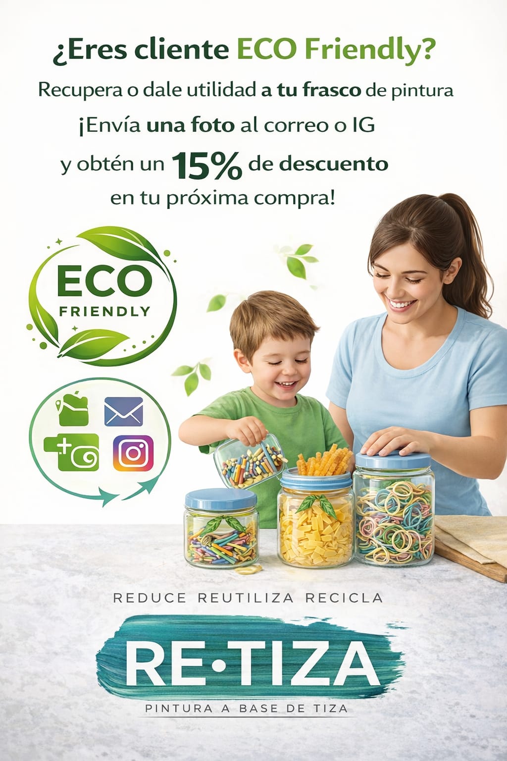 ✔️"ECO FRIENDLY":  🙂 Envíanos fotos de los frascos "reciclados ♻" en tu casa, y obtienes 15% Off