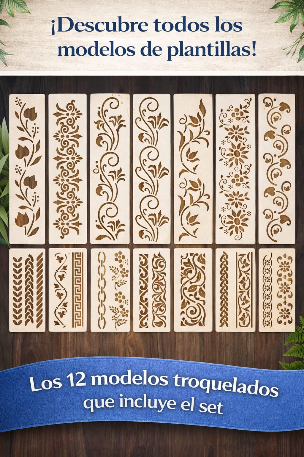 Plantilla- Stencil  Pack de 2, modelo Temático 7, 5 x 15 y  x 30 cms.