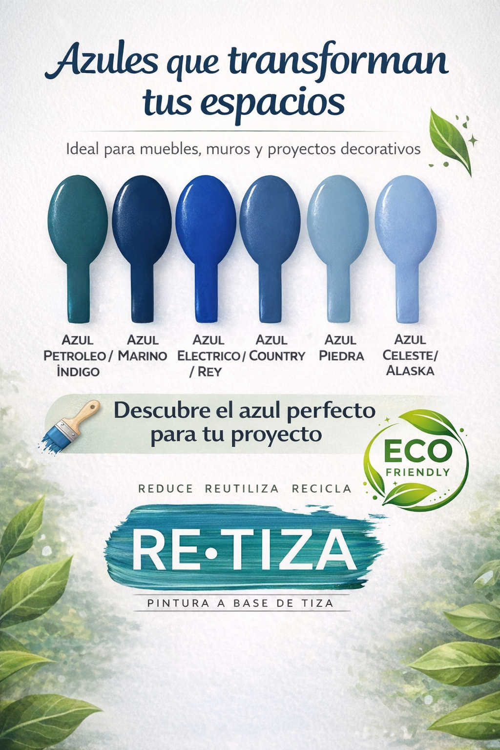 Tonos Azules (Petróleo/Indigo, Marino, Eléctrico/Rey, Country, Piedra, Celeste/Alaska)