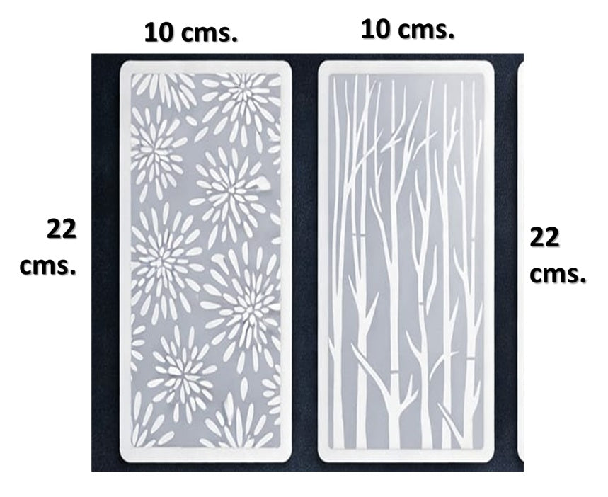 Plantilla- Stencil  Pack de 2, modelo Árboles y Hojas 10 x 22 cms.