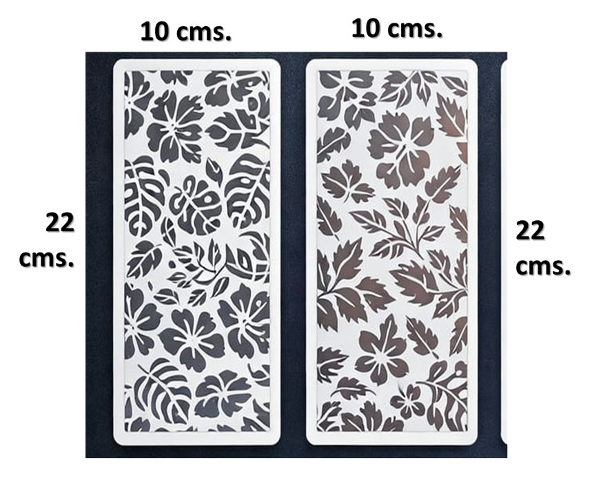 Plantilla- Stencil  Pack de 2, modelo Árboles y Hojas 10 x 22 cms.