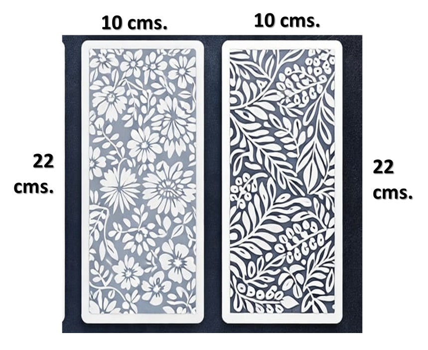 Plantilla- Stencil  Pack de 2, modelo Árboles y Hojas 10 x 22 cms.
