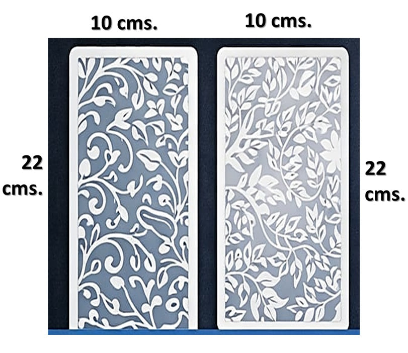 Plantilla- Stencil  Pack de 2, modelo Árboles y Hojas 10 x 22 cms.